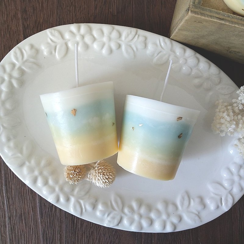 Waves | Glorious Summer | Natural Soywax Scented Candle | Grapefruit Lime Mint - เทียน/เชิงเทียน - ขี้ผึ้ง สีเหลือง