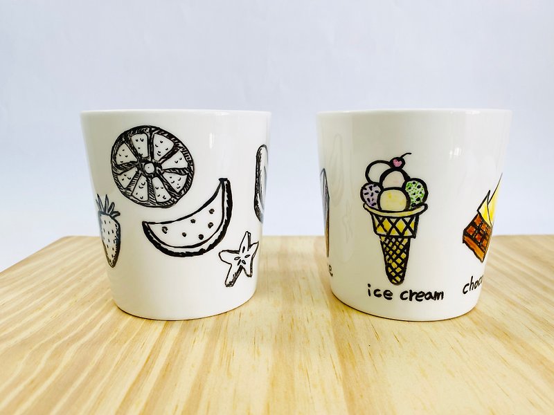 Hand-painted white mug fruit dessert plate/storage tray/birthday gift/lover gift - Mugs - Porcelain 