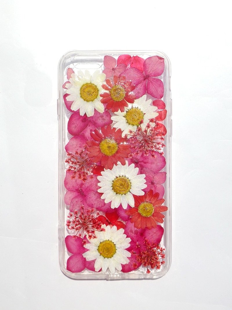 Anny's workshop手作押花手機保護殼，適用於iphone 6/6S，爭艷 (透明軟邊殼) 現貨 - 手機殼/手機套 - 塑膠 紅色