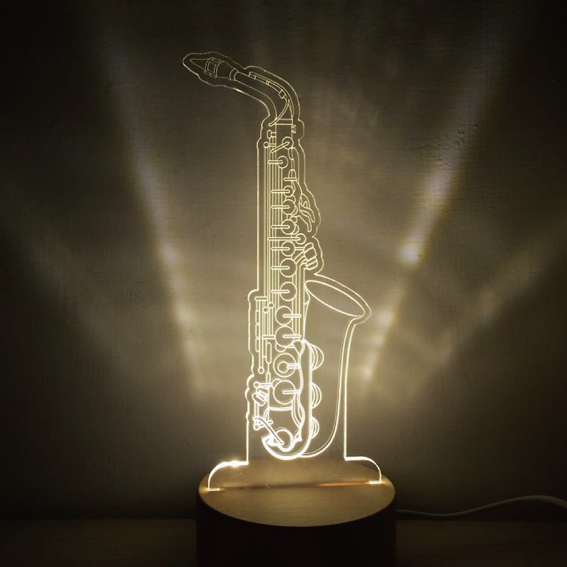 WD Log Night Light-Saxophone Wind / Music / Night Light / MUSIC - Lighting - Wood Brown