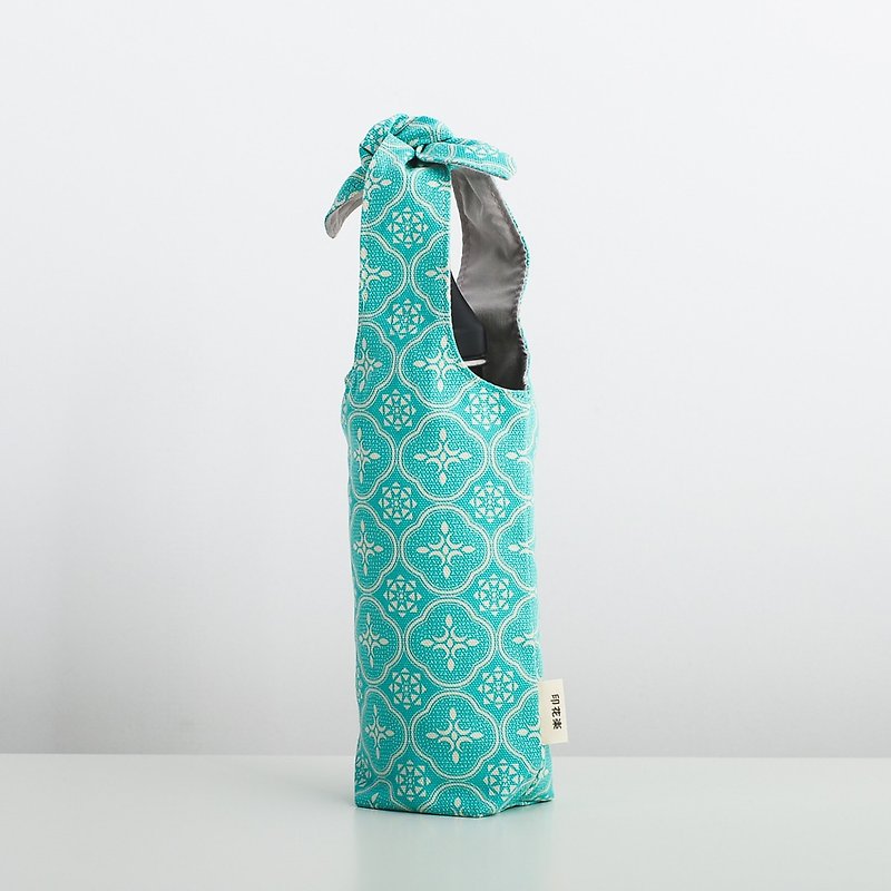 "Rabbit Ear" Bottle Holder / Begonia Glass Pattern / Crystal Green - Beverage Holders & Bags - Cotton & Hemp Blue