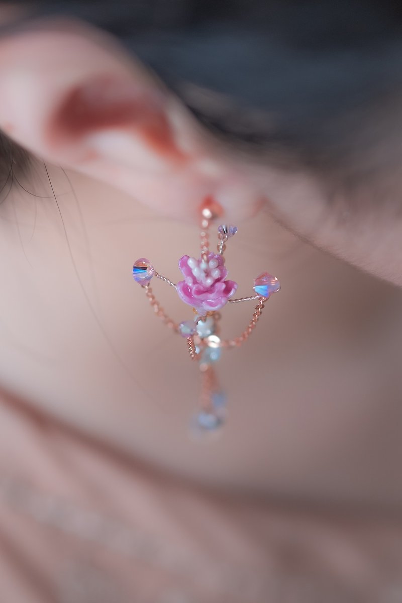 Wild Sakura Rose-gold plated S925 Spinning Top Earrings