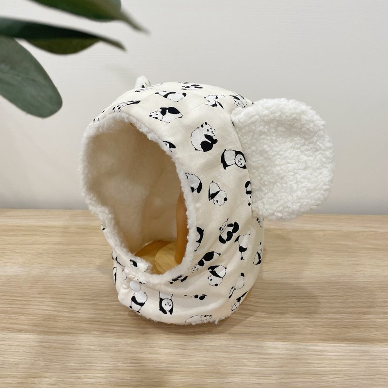【現貨】・兒童帽子・熊帽・滾滾Panda!款 - 嬰兒帽子/髮帶 - 棉．麻 卡其色