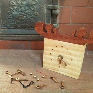 Wooden made small reindeer clock