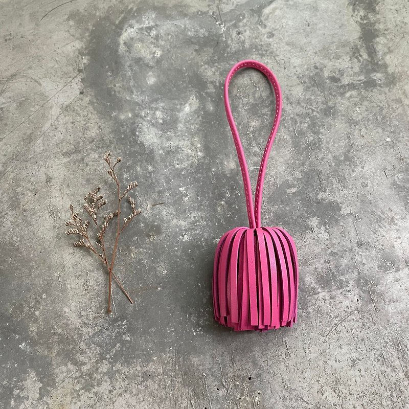 Leather Tassel Pink Customized Gift - Keychains - Genuine Leather Pink