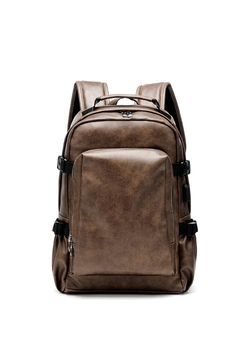 AOKING Vintage Leather Laptop backpack 7218 brown - Backpacks - Faux Leather Brown