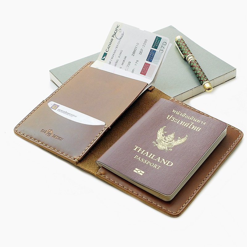 กระเป๋าหนังแท้ ใส่หนังสือเดินทาง Passport Holder Genuine Leather handmade - ที่เก็บพาสปอร์ต - หนังแท้ 