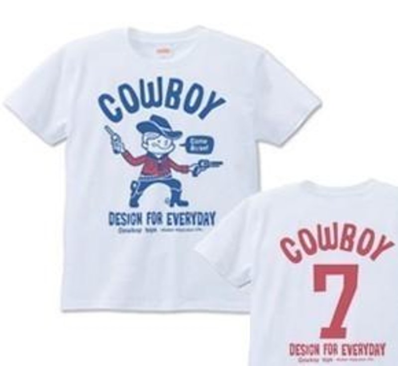 Cowboy & numbering S ~ XL T-shirt order product] - เสื้อฮู้ด - ผ้าฝ้าย/ผ้าลินิน ขาว
