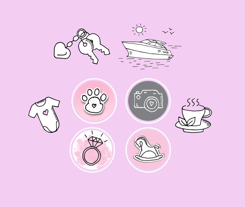 CUSTOM Instagram Highlight Covers, Hand drawn icons for your social media - 電子似顏繪/繪畫/插畫 - 其他材質 