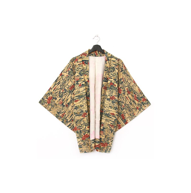 Back to Green-日本帶回羽織 山林 /vintage kimono - 外套/大衣 - 絲．絹 