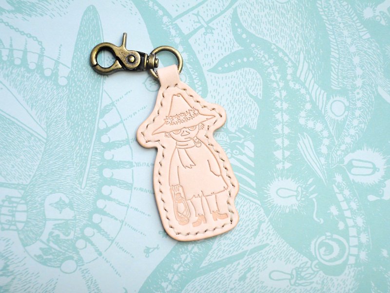 MOOMIN x Hong Kong-made leather Shiliqi key ring natural color material package officially authorized Akin - Keychains - Genuine Leather Khaki