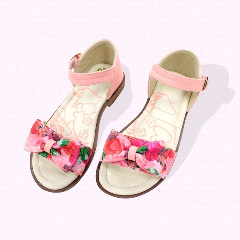 Single bow sandal color pink, the price includes only the shoes - รองเท้าเด็ก - หนังเทียม สึชมพู