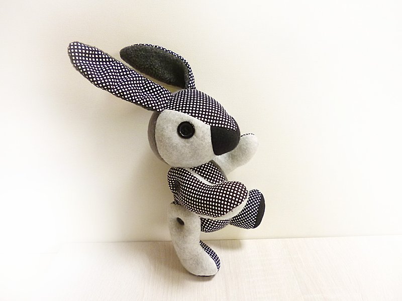 POPO│ Alice rabbit │ hand made black and white dots - Stuffed Dolls & Figurines - Genuine Leather Black