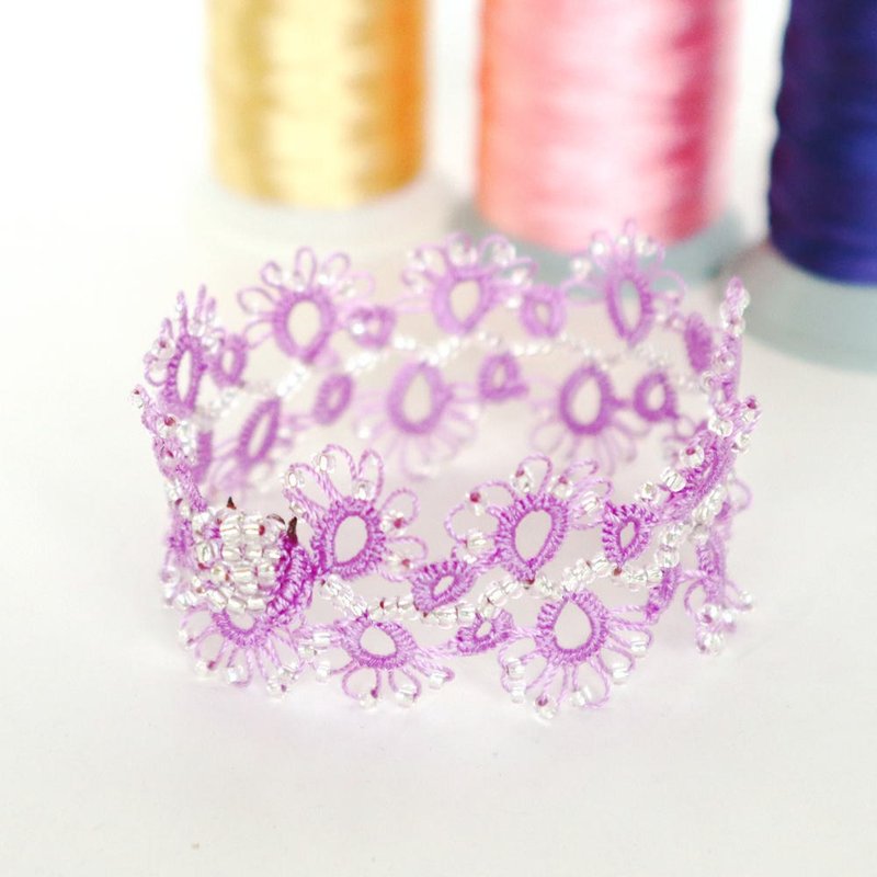 タティングレースのブレスレット【レース】ライラック - 手鍊/手環 - 其他人造纖維 紫色