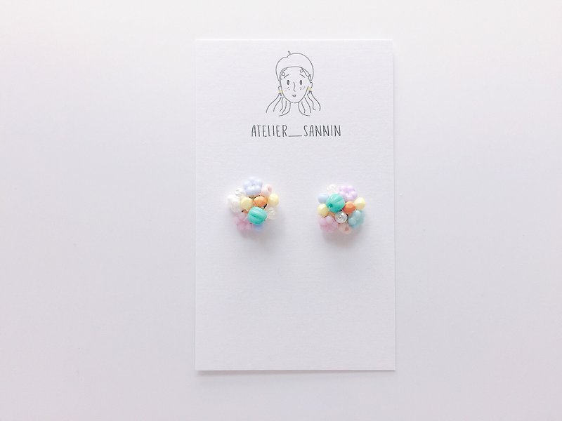 Flower and Asteroid Series - Colorful flower head stick ear earrings can be changed folder - Earrings & Clip-ons - Other Materials Multicolor