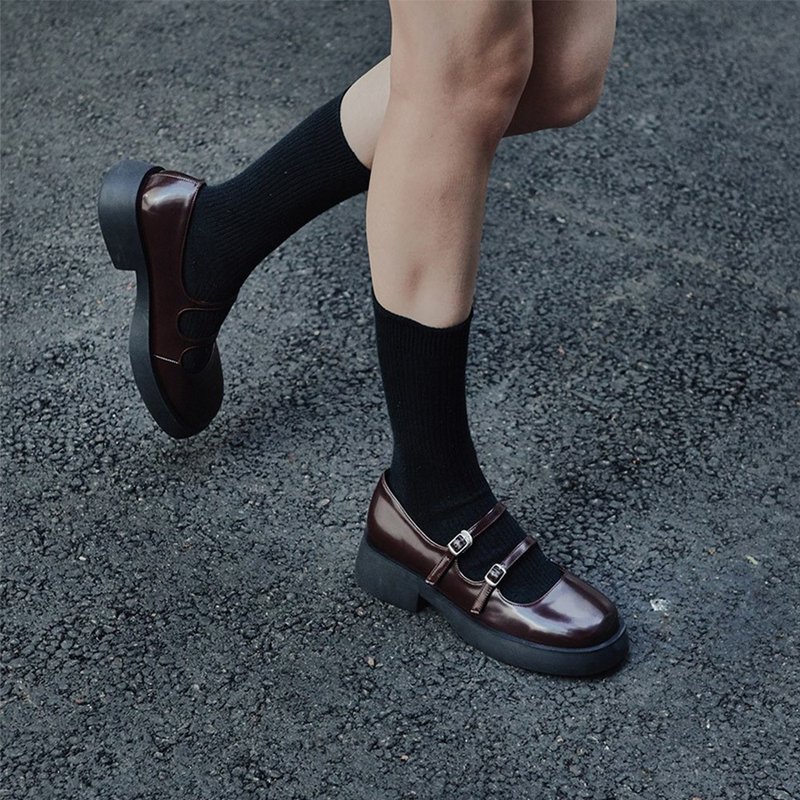 PRE-ORDER 韓國人手製 MACMOC Lara 瑪麗珍厚底鞋 WINE - 瑪莉珍鞋 - 其他材質 