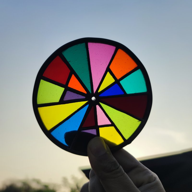 Vintage Leaded rainbow colour wheel  handmade stained glass suncatcher - 其他 - 玻璃 多色