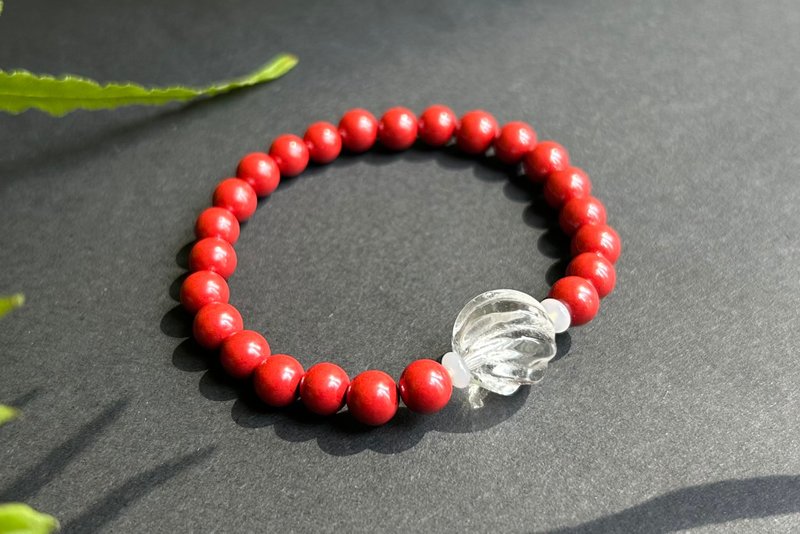 Spring and Autumn Handmade | 6mm high content imperial sand white crystal bracelet | purify energy and bring good luck - Bracelets - Semi-Precious Stones 