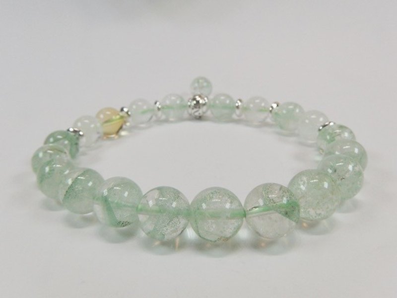 "Aw. green. Romance "- all natural green ghost ghost + + white topaz 925 sterling silver hand and chain original design in Hong Kong - Bracelets - Gemstone Green