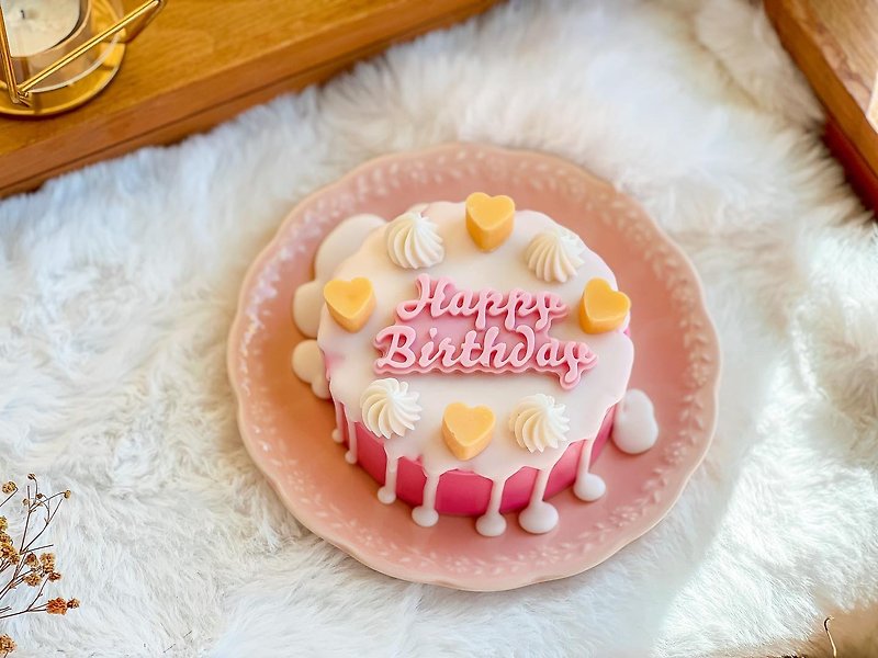 【バースデーケーキ】デザートキャンドル バレンタインギフト カスタマイズギフト バースデーケーキ フレグランス蝋 - アロマ・線香 - 蝋 ピンク
