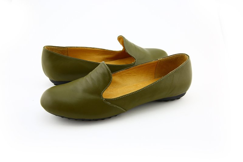 Earth green low-heel loafers model 368 -130620 - รองเท้าอ็อกฟอร์ดผู้หญิง - หนังแท้ 