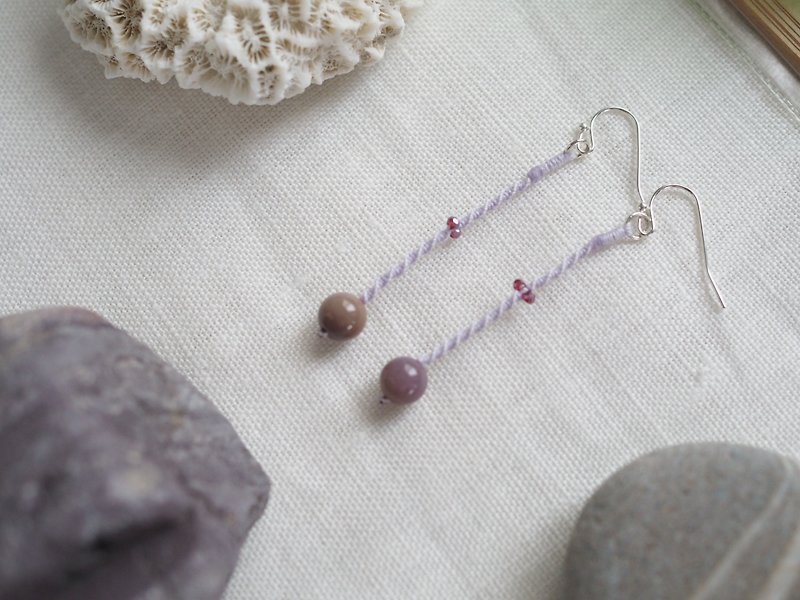 Agate | Natural stone | Macrame earrings - Earrings & Clip-ons - Semi-Precious Stones Purple
