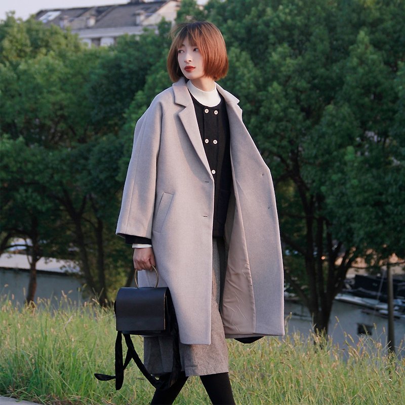 Twill wool coat | coat | autumn and winter models | twill hair | independent brand | Sora-204 - เสื้อแจ็คเก็ต - ขนแกะ 