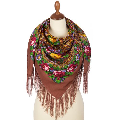 PAVLOVO POSAD SHAWLS Original Pavlovo Posad Russian Shawl 100% Wool Woolen Scarf 110x110 cm 1877-16