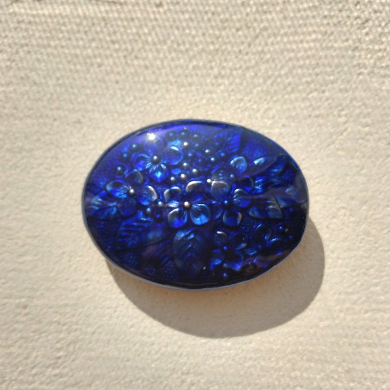 日本傳統工藝品 景泰藍琺瑯胸針 繡球花 豪華禮物 - 胸針/心口針 - 琺瑯 藍色