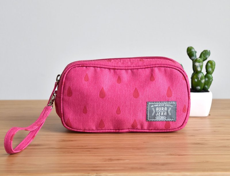 pink make up bag/pencil case - กระเป๋าเครื่องสำอาง - เส้นใยสังเคราะห์ สึชมพู