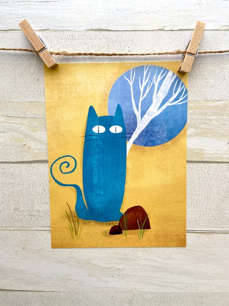Meditation Series-Blue Cat Postcard - Cards & Postcards - Paper 