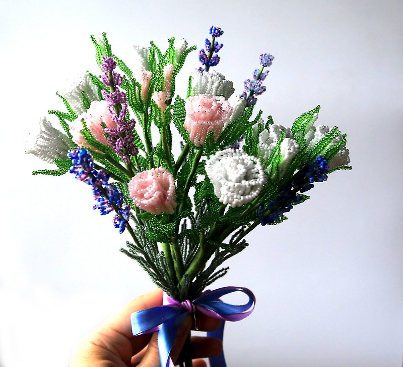 Digital Download - PDF | Beaded Flowers pattern | Roses and lavender - คอร์สงานฝีมือ/หนังสือคู่มือ - วัสดุอื่นๆ 