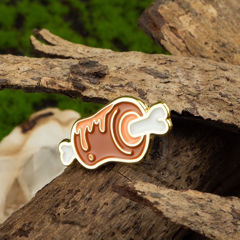 Meat Enamel Pin — Fuel up your adventure with food | Fantasy themed gift | 奇幻系列 - 胸針/心口針 - 其他金屬 咖啡色