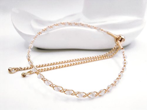 THEA Braided系列 | 月光石、金色、金屬編織、可調圍手鏈