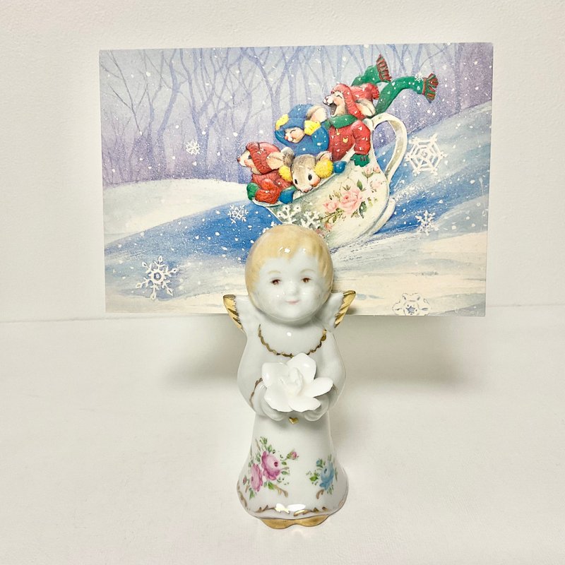 Angel figurine with card holder - ตุ๊กตา - เครื่องลายคราม ขาว