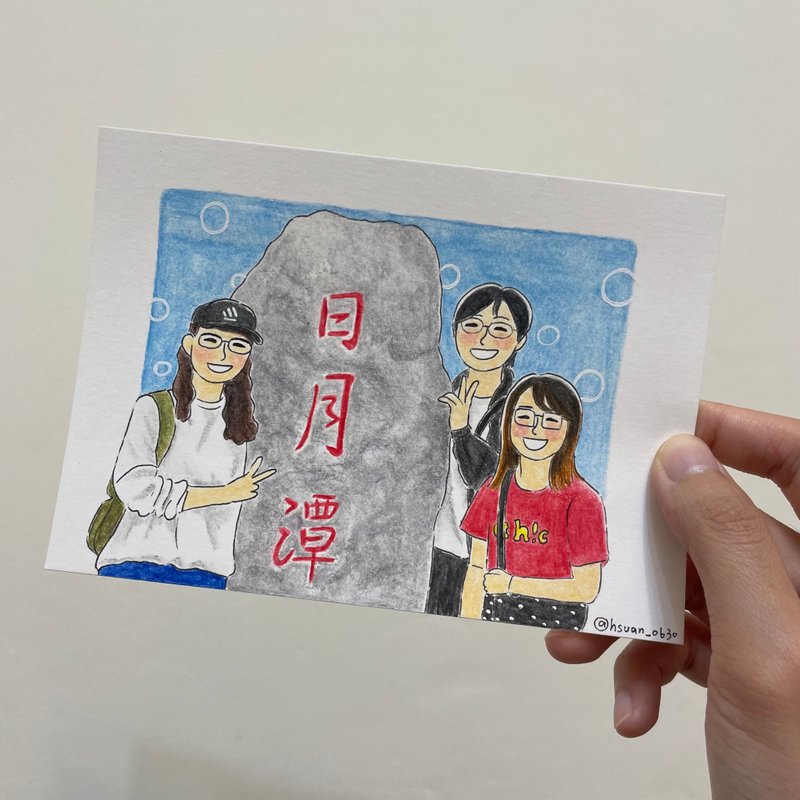 温もりあるポストカード　似顔絵／オーダーメイド／カード／人物画／カップル／誕生日 - はがき・メッセージカード - 紙 ホワイト