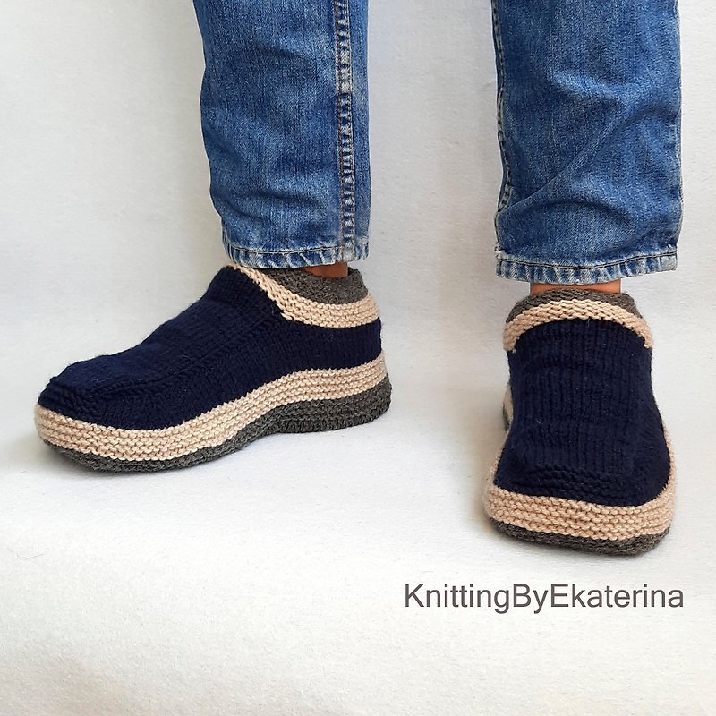 Wool Socks Gray - Wool Socks Hand Knit Slippers, House Slipper Socks Men, Winter Socks Hand Knit