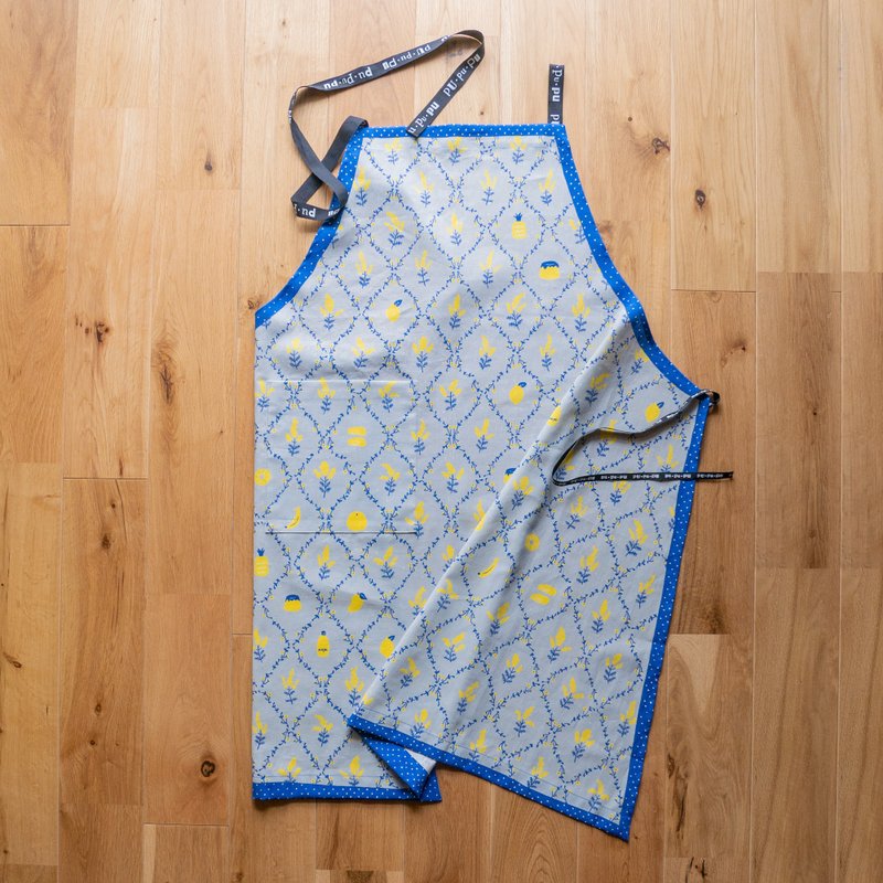 職人插畫圍裙 : 含羞草與黃色食物派對 - 圍裙 - 棉．麻 紅色