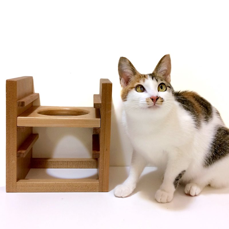 《斑馬與狗．寸光》可調式寵物餐桌 單碗 中小型犬 狗餐桌 貓餐桌 獨家設計 - 寵物碗/碗架 - 木頭 