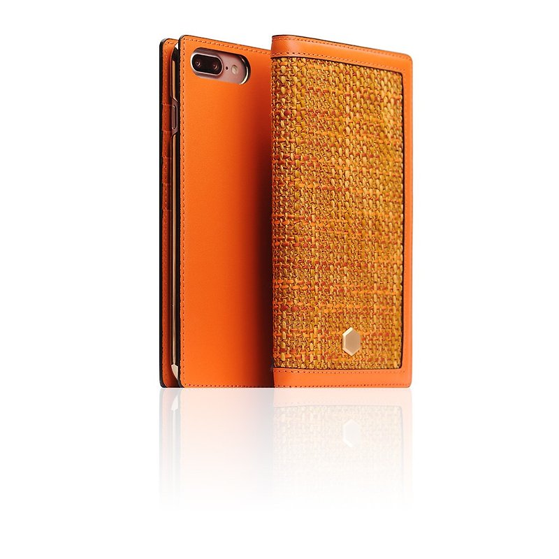 SLG Design iPhone 7 Plus D5 CSL Canvas Mixing Wind Side Lifting Leather Case - Orange - อื่นๆ - หนังแท้ 