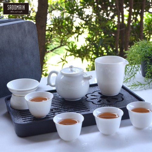 仙德曼 SADOMAIN SADOMAIN 仙德曼-鑲金白玉茶具旅組9件組-附收納提盒