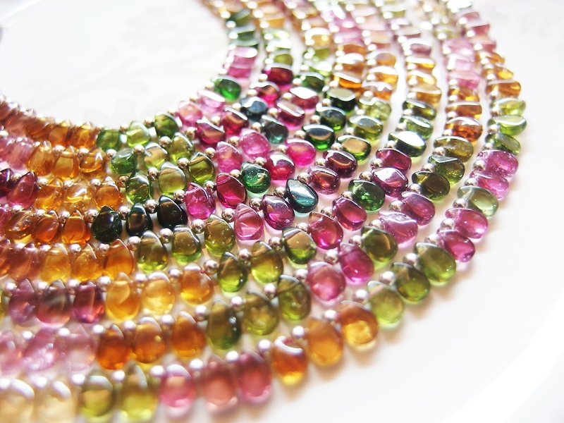 Jingjing Workshop*Love2hm [Chiho] Colorful Candy Tourmaline/925 Sterling Silver/Bracelet/Anklet - Bracelets - Gemstone Multicolor