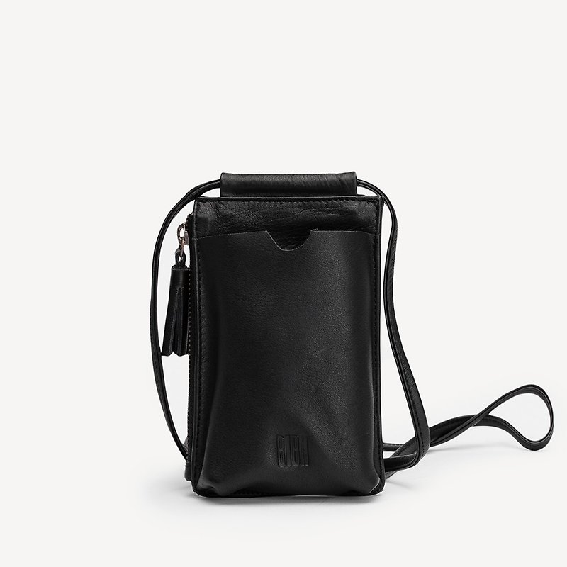 真皮 側背包/斜孭袋 黑色 - 【西班牙BIBA】Luxury多功能收納貼身手機包