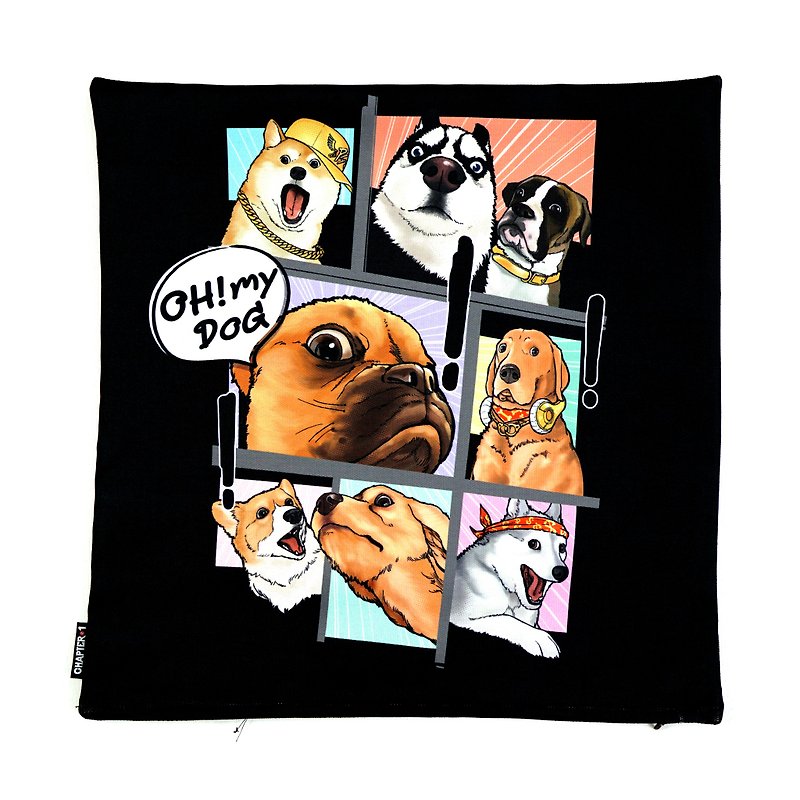 Oh! MY dog pillow case New arrival Gift New Year - Pillows & Cushions - Cotton & Hemp Black