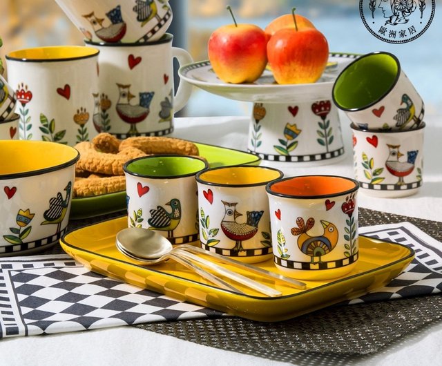 イタリア EGAN- イラストカッコー鳥シリーズ 27CM ケーキスタンド