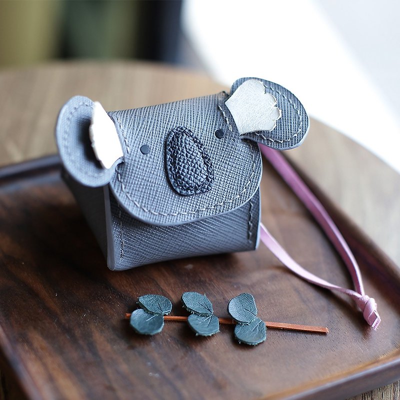 Imperial rice ball koala animal stereo wallet - กระเป๋าใส่เหรียญ - หนังแท้ สีเทา