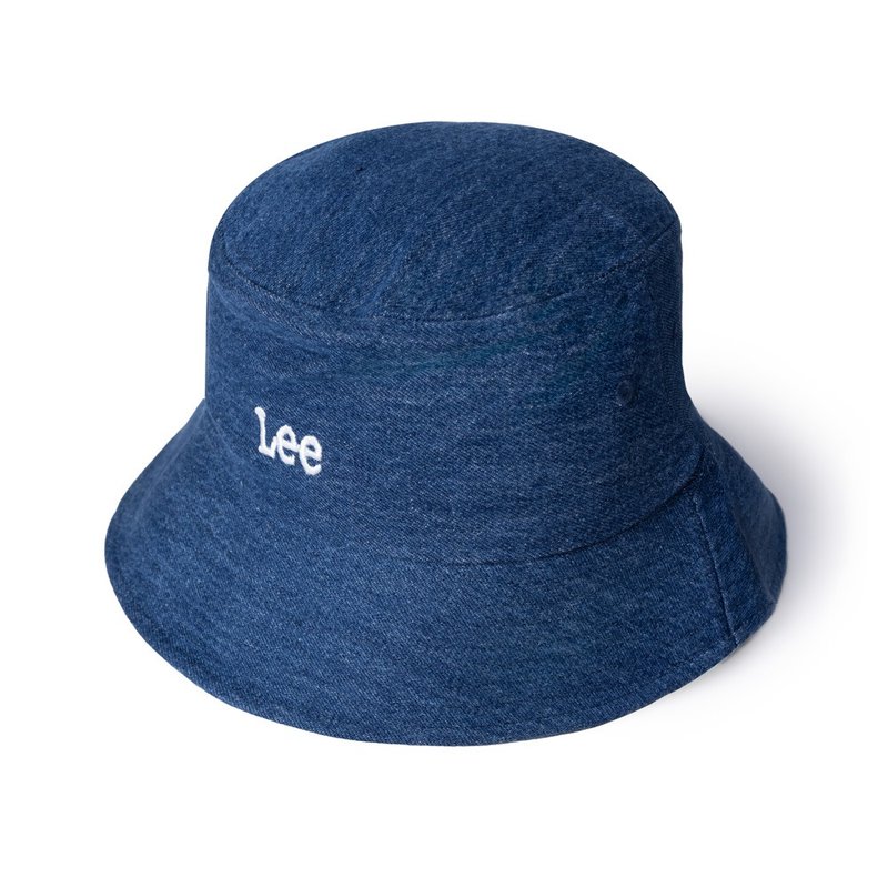 Lee 刺繡 小logo 牛仔漁夫帽 中藍水洗 - 帽子 - 棉．麻 藍色