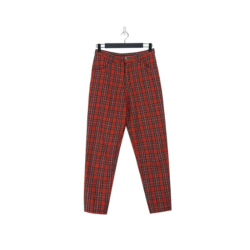 A‧PRANK: DOLLY :: vintage VINTAGE red plaid vintage trousers (P711069) (male wear) - กางเกงขายาว - ผ้าฝ้าย/ผ้าลินิน สีแดง
