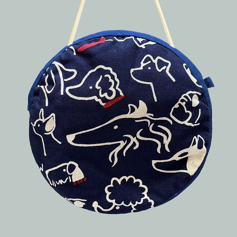 dog side backpack - กระเป๋าแมสเซนเจอร์ - ผ้าฝ้าย/ผ้าลินิน สีน้ำเงิน