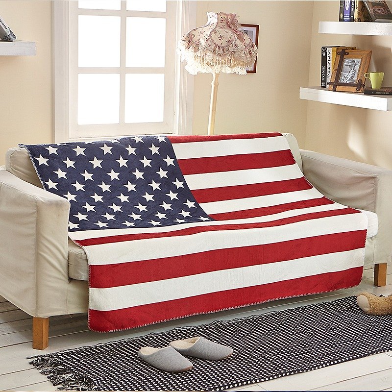 GIANT USA FLAG PRINT FLEECE SHERPA BLANKET - Blankets & Throws - Polyester 